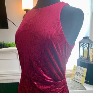 Premier Armour Sleeveless Wine Red Glitter Midi Sheath Formal Dress